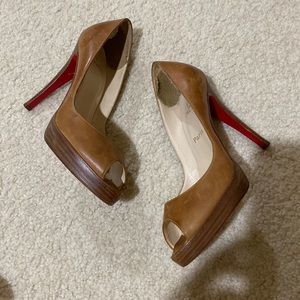 Christian Louboutin Peep Toes Heels Pump Shoes Sandals Size 37